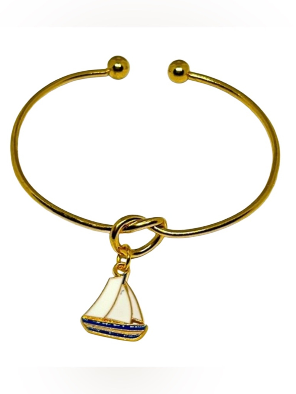 Handmade Sailboat & Love Knot Bangle Bracelet!
